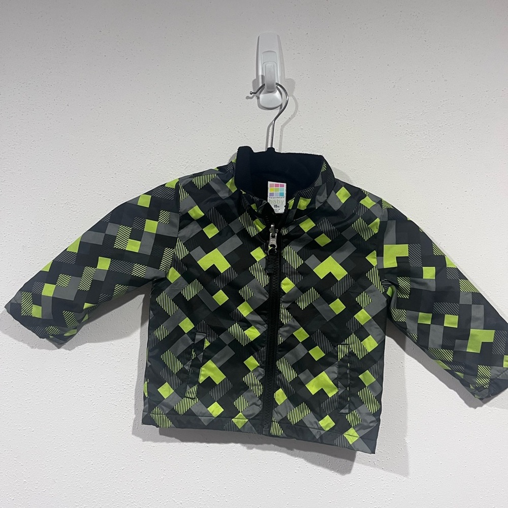 Healthtex Baby Checkered Jacket - Black and Neon Green